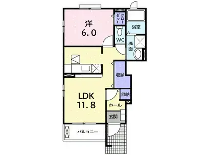 ジュネ フィーユA(1LDK/1階)の間取り写真