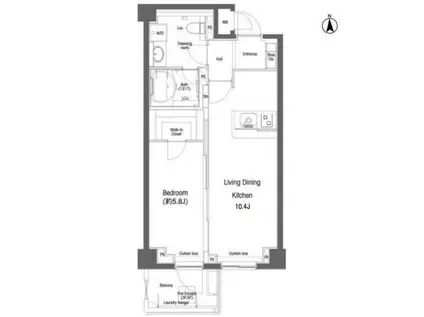 戸越銀座プレイス(1LDK/4階)の間取り写真