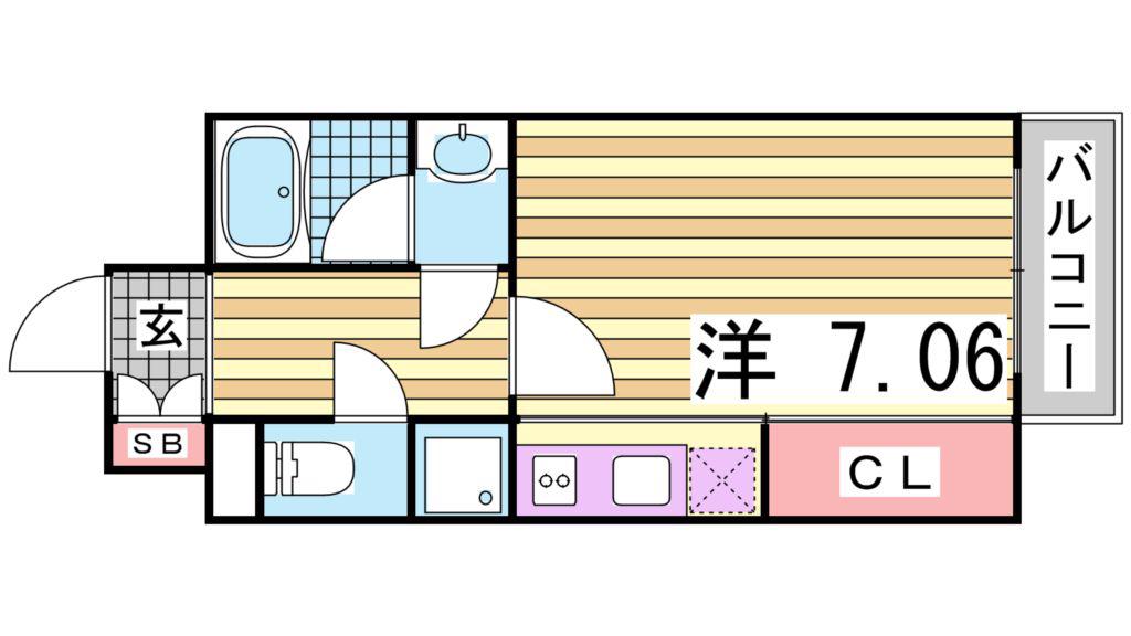 アーバングリーン神戸元町(1K/6階)の間取り写真