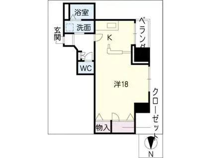 フロンティア新榮(ワンルーム/3階)の間取り写真