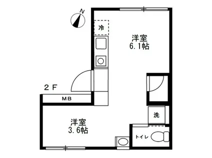 ウノビスタ鶴見B(ワンルーム/2階)の間取り写真