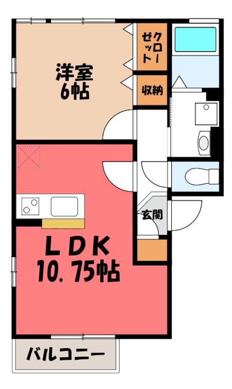 アイリスIII(1LDK/2階)の間取り写真
