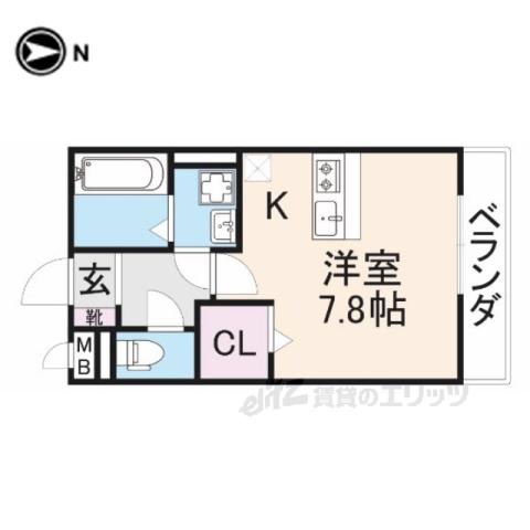 リヴェール香里園(ワンルーム/2階)の間取り写真