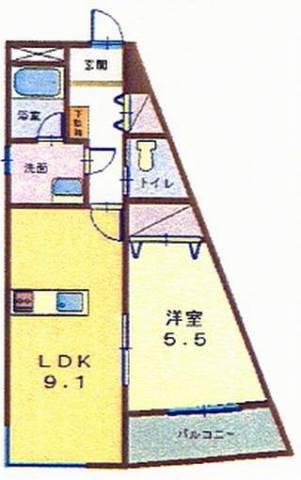 ヴィブレMAKI(1LDK/4階)の間取り写真
