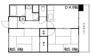 大栄・十二所前レジデンス(2DK/9階)の間取り写真