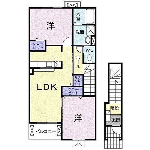 アルドール雅(2LDK/2階)の間取り写真