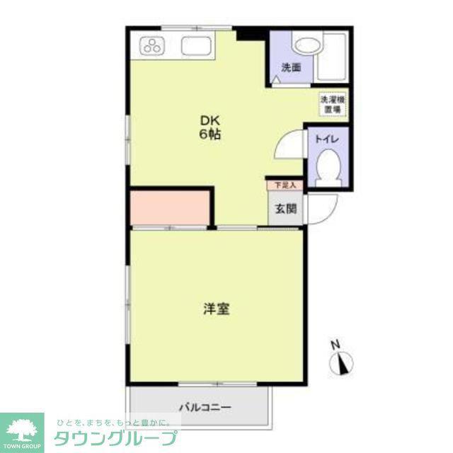ボーヌング森(1DK/1階)の間取り写真