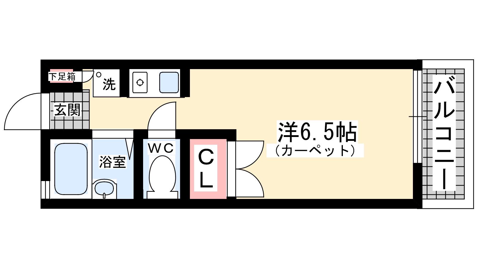 パレード(ワンルーム/2階)の間取り写真