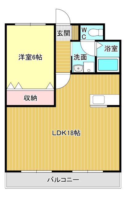 マンション楠通(1LDK/3階)の間取り写真