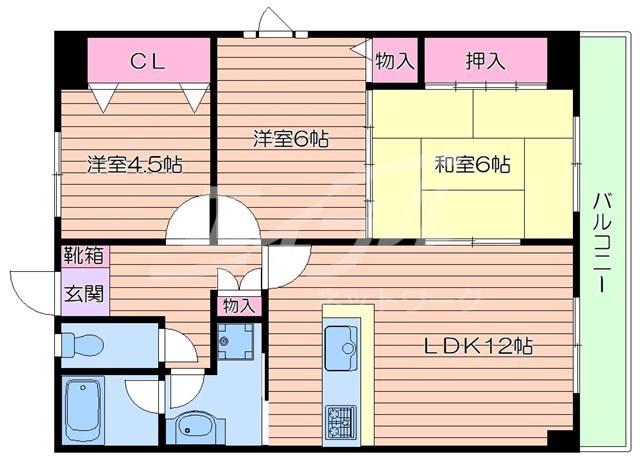 リバーサイド千里丘(3LDK/6階)の間取り写真