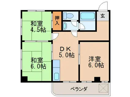 大鐘ビル(3DK/5階)の間取り写真