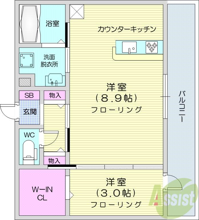 ボヌールF(1LDK/3階)の間取り写真