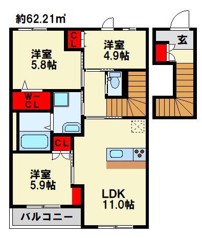 ルーチェ・エス(3LDK/2階)の間取り写真