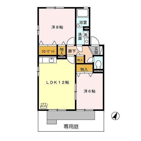 テンハロンベット(2LDK/1階)の間取り写真