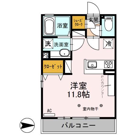 PRESENCE(ワンルーム/3階)の間取り写真