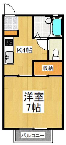 コーポ藤(1K/2階)の間取り写真