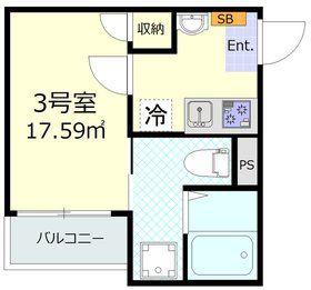 カローレ鶴見(1K/2階)の間取り写真