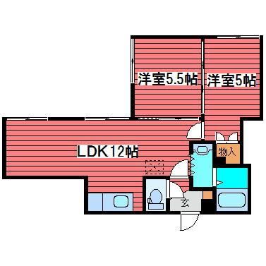 ビッグバーンズマンション月寒I(2LDK/4階)の間取り写真