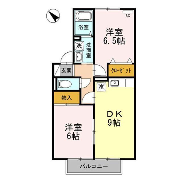 エイトタイムIIIB棟(2DK/1階)の間取り写真