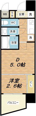セレニテ阿波座ミラク(1DK/10階)の間取り写真
