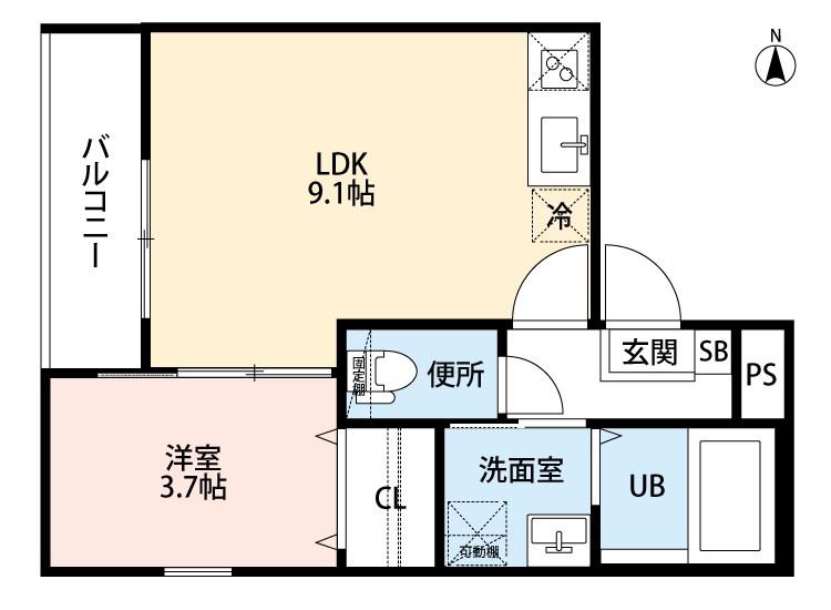 アザール(1LDK/2階)の間取り写真