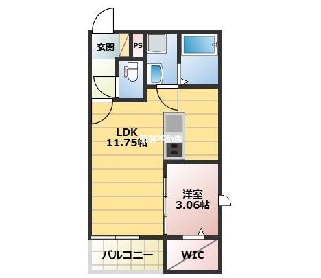 THE NOBLES秋葉町(1LDK/2階)の間取り写真