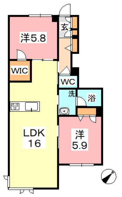 ファーストヒルズ(2LDK/1階)の間取り写真