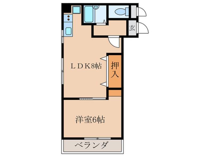 タウンコート陣山(1LDK/4階)の間取り写真