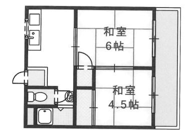 荒木グリーンコーポ(2DK/2階)の間取り写真