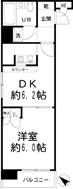 NICEアーバン横濱駅東館(1DK/5階)の間取り写真