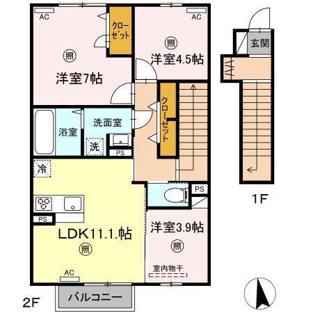 YUYA BASE(3LDK/2階)の間取り写真