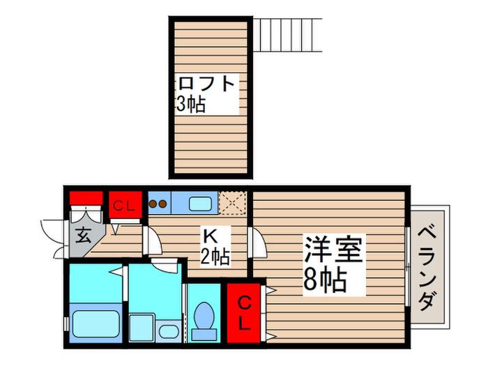 ベルニューズ21(1K/2階)の間取り写真