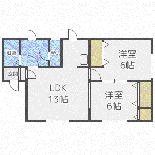 フリーダム1-7(2LDK/2階)の間取り写真