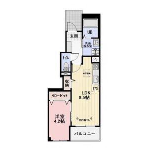 POLARIS峯 B(1LDK/1階)の間取り写真