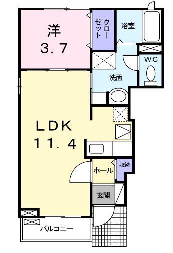 アレスト イーグルD(1LDK/1階)の間取り写真