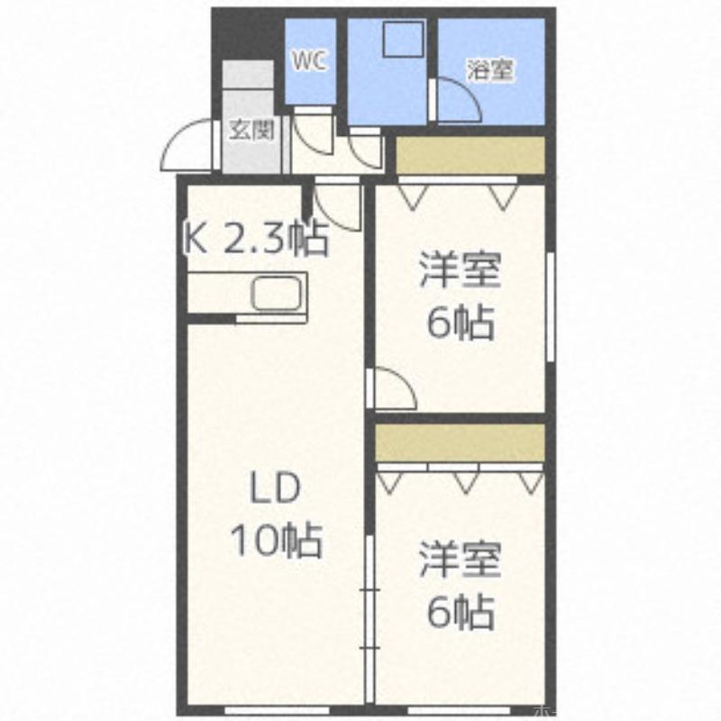 キューブ平岸3・5(2LDK/2階)の間取り写真