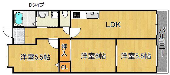 ミサキアソシア(3LDK/3階)の間取り写真