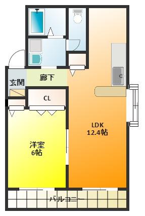 カルマーレI(1LDK/2階)の間取り写真