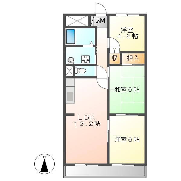 リバティビルディング(3LDK/4階)の間取り写真