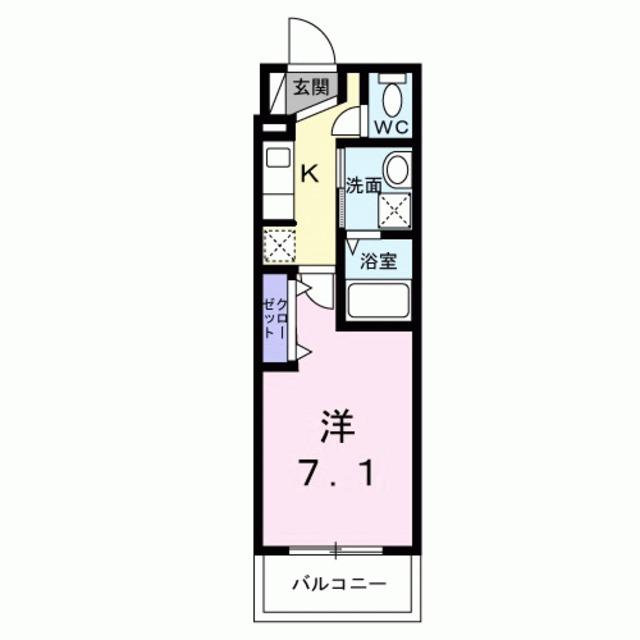 ヒカルサ京都御薗橋通(1K/2階)の間取り写真