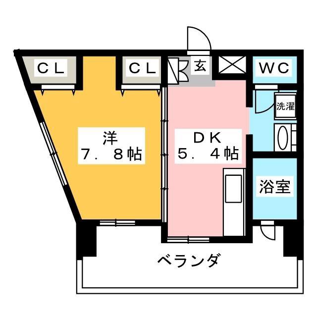 グランデュールマンション(1DK/7階)の間取り写真