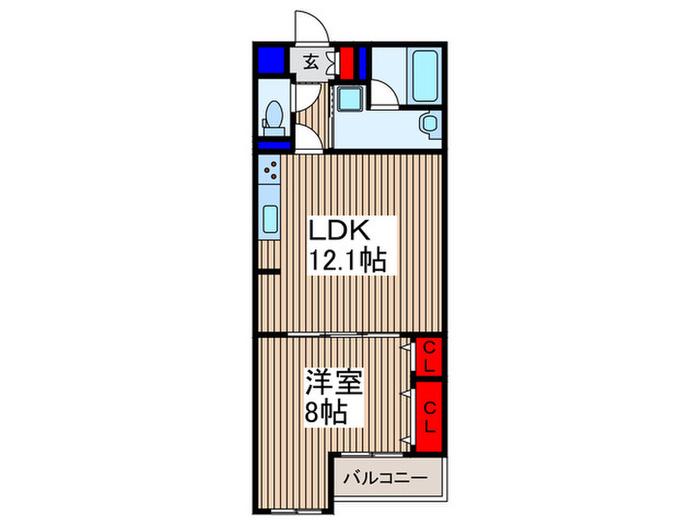 VILLE NEUVE(1LDK/1階)の間取り写真
