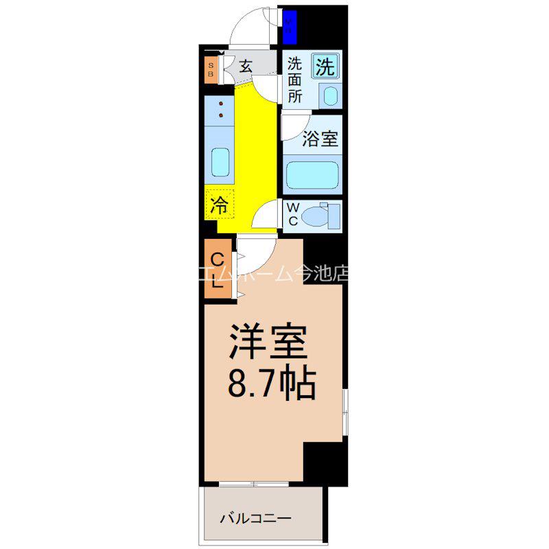 オークスクエア吹上(1K/6階)の間取り写真