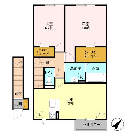 グリーンコート参番館(2LDK/2階)の間取り写真