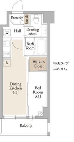 ジオエント横浜(1DK/3階)の間取り写真