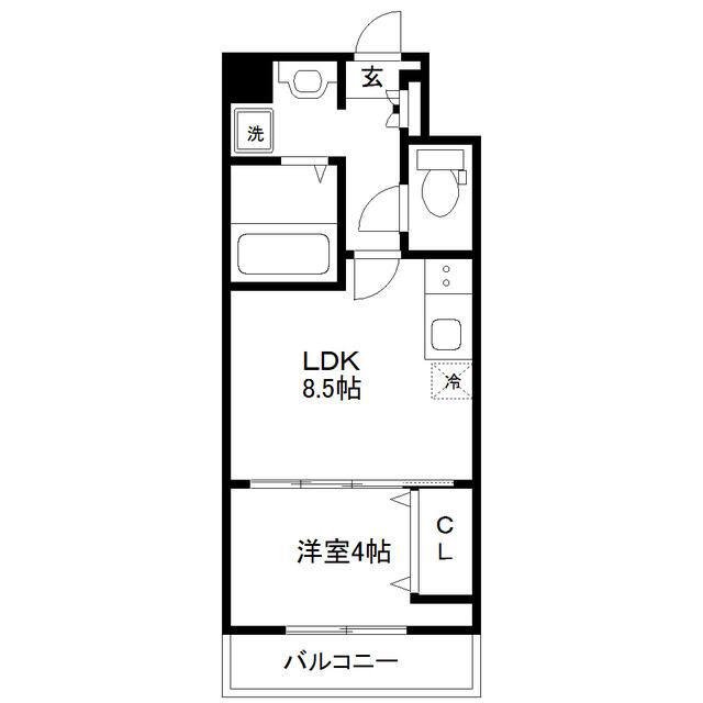 アスティオン長町(1LDK/5階)の間取り写真