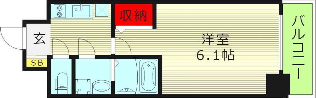 JMFレジデンス都島(1K/4階)の間取り写真