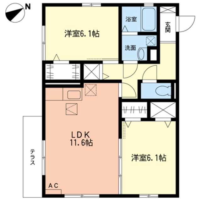 クレシア(2LDK/2階)の間取り写真