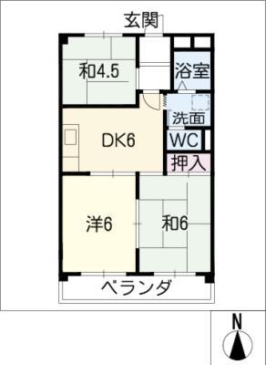 コトブキ第1ビル(3DK/2階)の間取り写真
