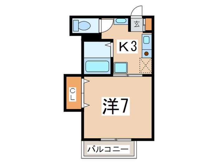 カーサ藤が丘(1K/2階)の間取り写真